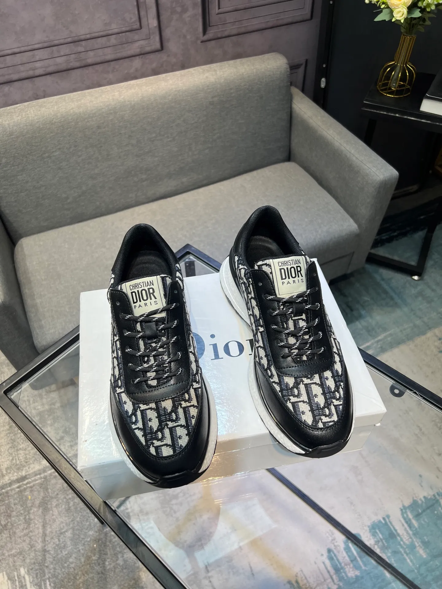 💰¥440【Dior】🔝The latest masterpiece of high-end men's shoes brand: original special cloth fabric imported from Italy + cowhide + imported sheepskin lining🔥Original toe-cap rubber outsole Soft and comfortable, making walking more convenient and comfortable! Size: 38-44 (45 can be customized)